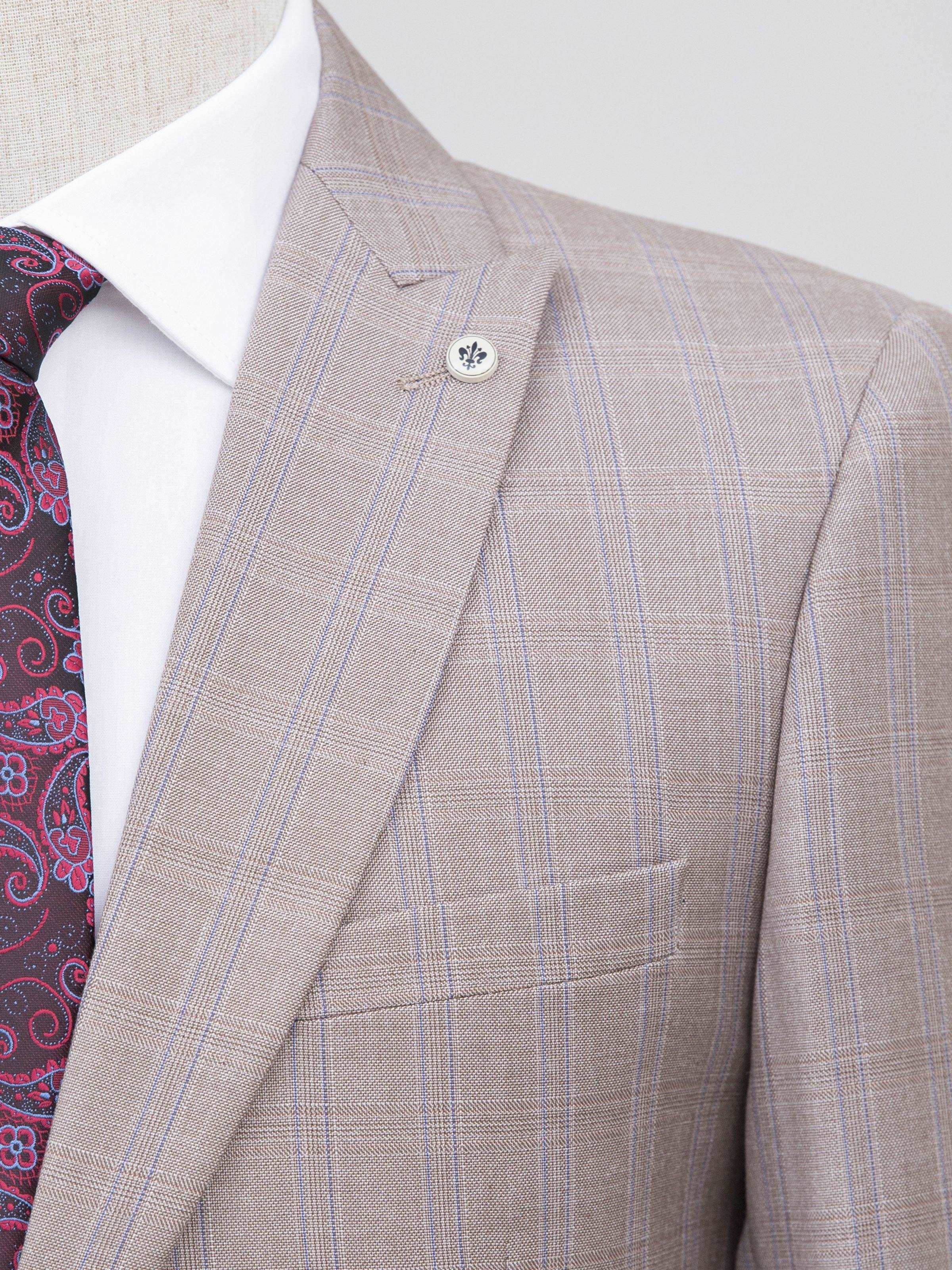 2 PIECE SUIT SLIM FIT LIGHT BROWN - Image 2