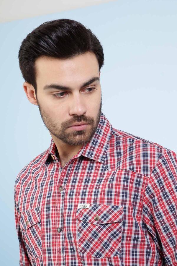 CASUAL SHIRT FULL SLEEVE SLIM FIT RED NAVY - Image 2