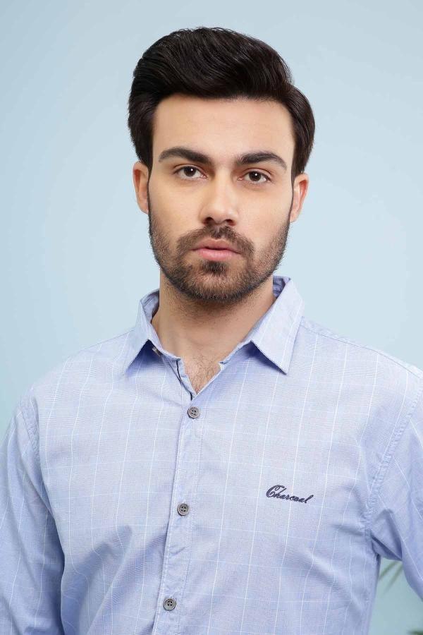 CASUAL SHIRT FULL SLEEVE SLIM FIT SKY BLUE - Image 3
