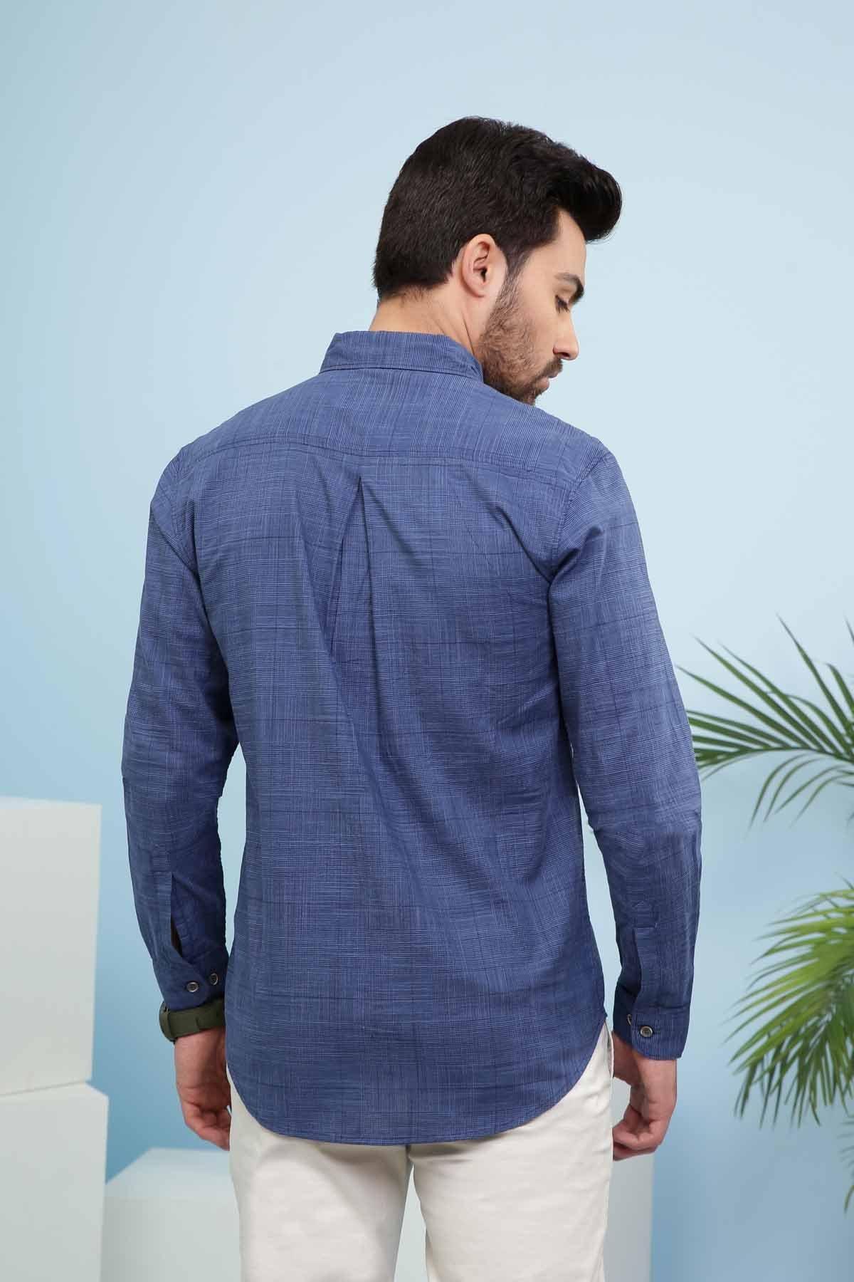 CASUAL SHIRT FULL SLEEVE SLIM FIT ROYAL BLUE - Image 3