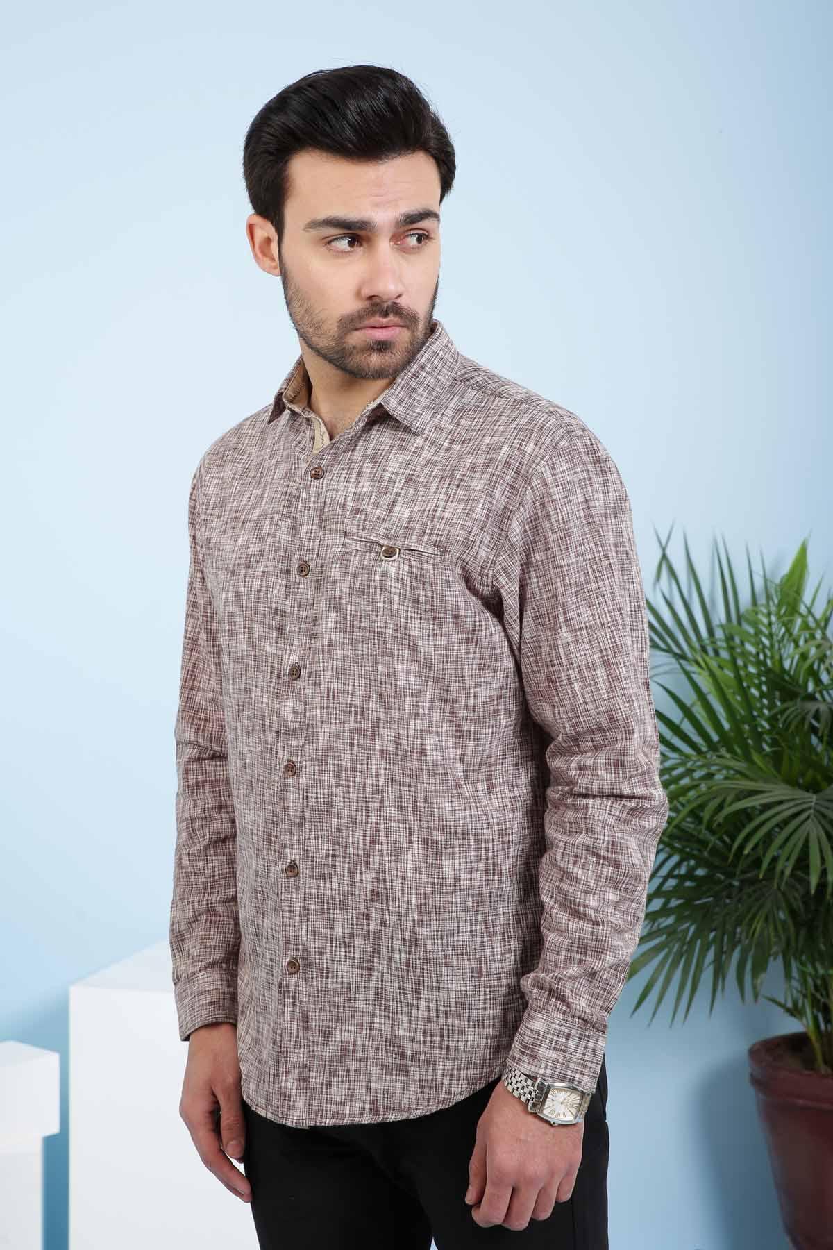 CASUAL SHIRT FULL SLEEVE SLIM FIT BROWN - Image 2