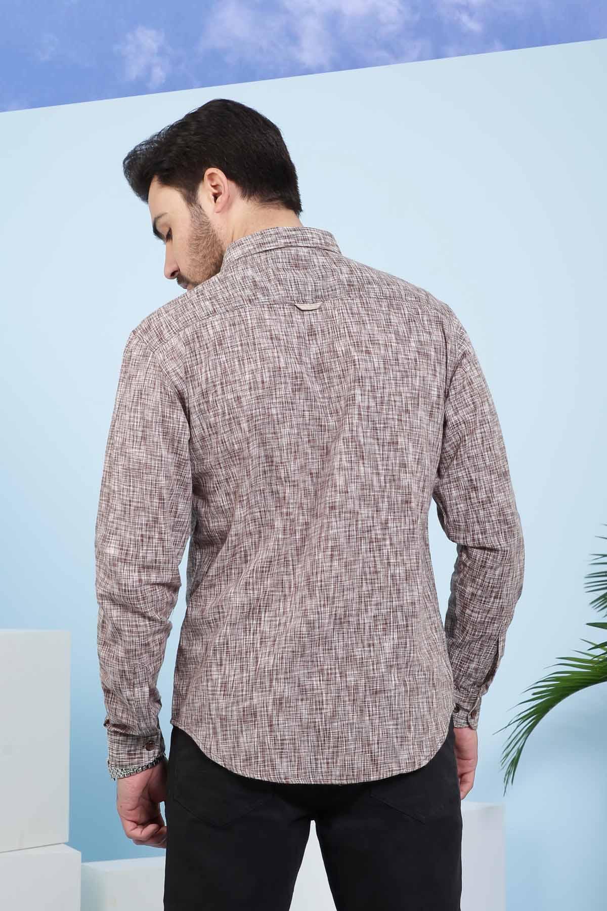 CASUAL SHIRT FULL SLEEVE SLIM FIT BROWN - Image 3
