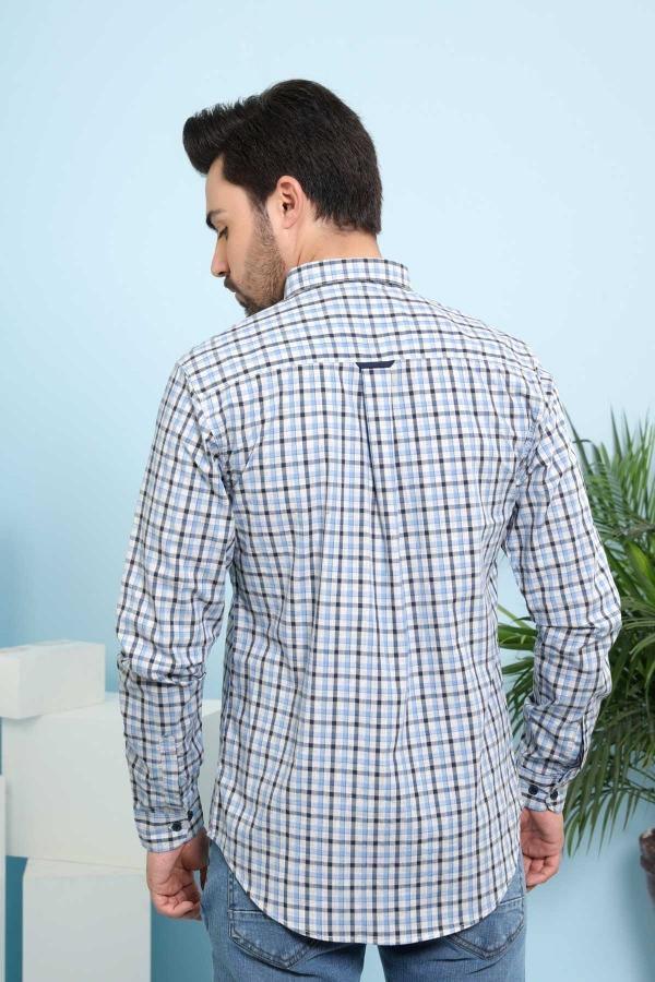 CASUAL SHIRTS FULL SLEEVE SLIM FIT BLUE GREY - Image 3