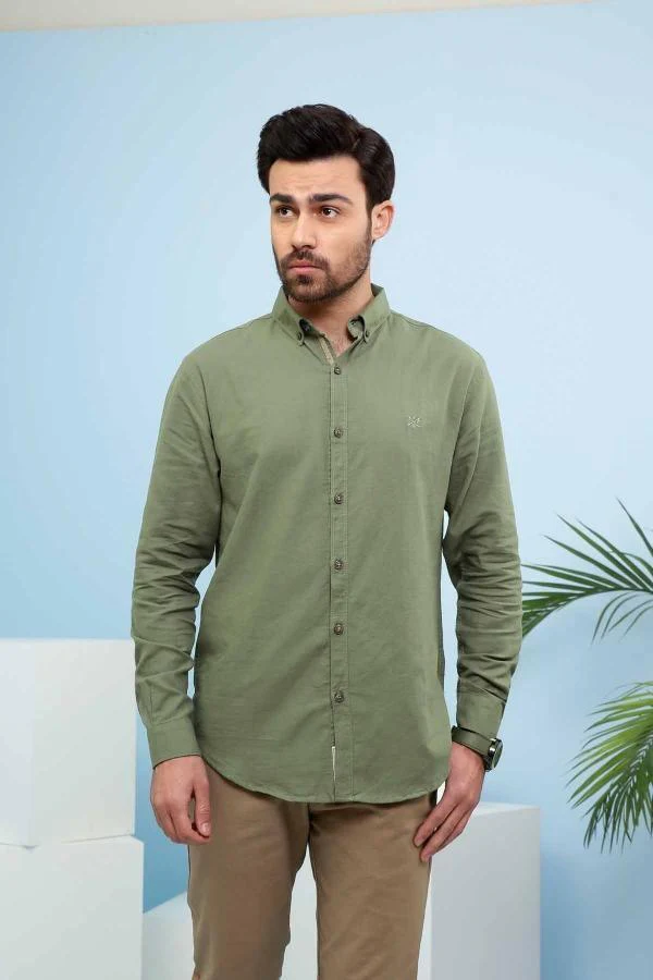 CASUAL SHIRTS FULL SLEEVE SLIM FIT GREEN