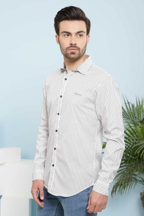 CASUAL SHIRTS FULL SLEEVE SLIM FIT WHITE BLACK - Image 2