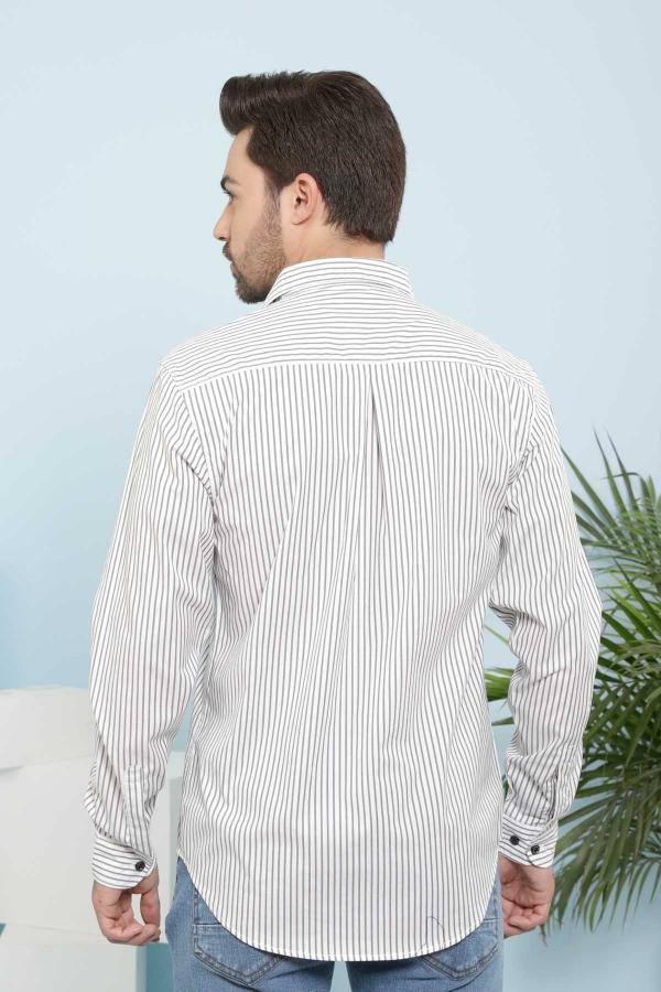 CASUAL SHIRTS FULL SLEEVE SLIM FIT WHITE BLACK - Image 3