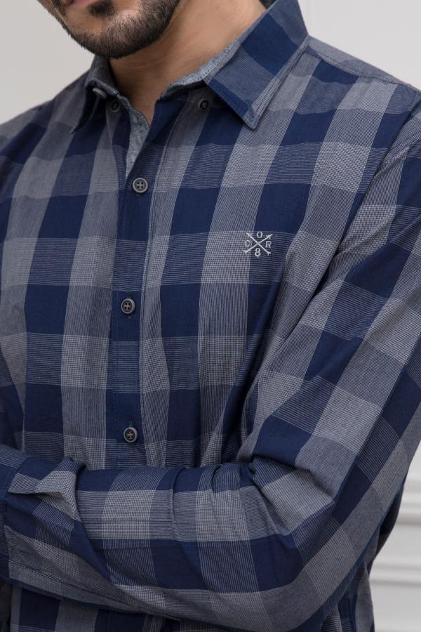 CASUAL SHIRT FULL SLEEVE NAVY GREY - Image 3