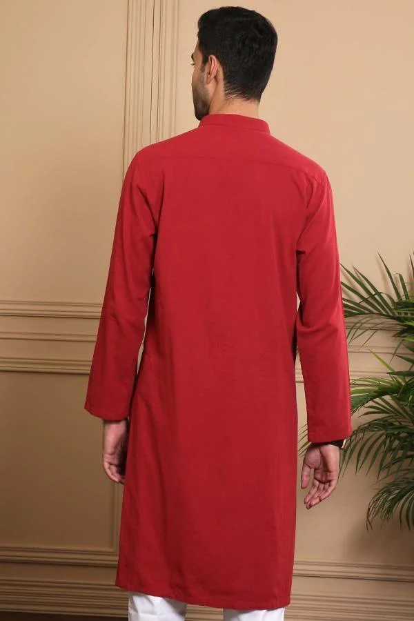KURTA BAN COLLAR MAROON - Image 2