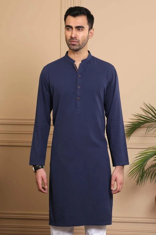 KURTA BAN COLLAR NAVY