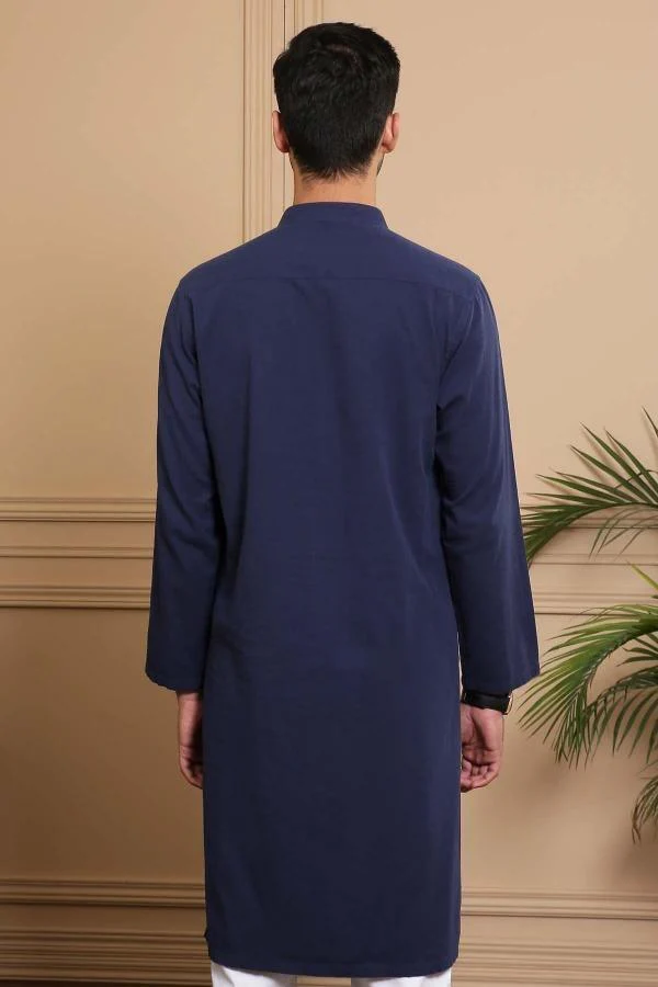 KURTA BAN COLLAR NAVY - Image 2