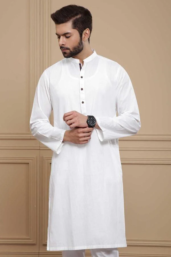 KURTA BAN COLLAR WHITE
