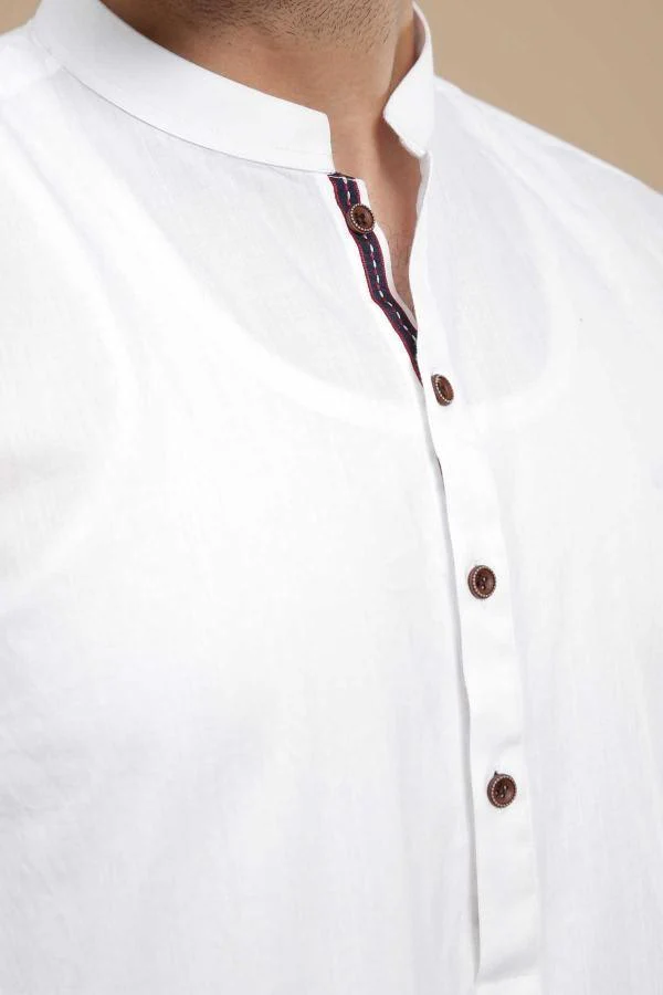 KURTA BAN COLLAR WHITE - Image 3