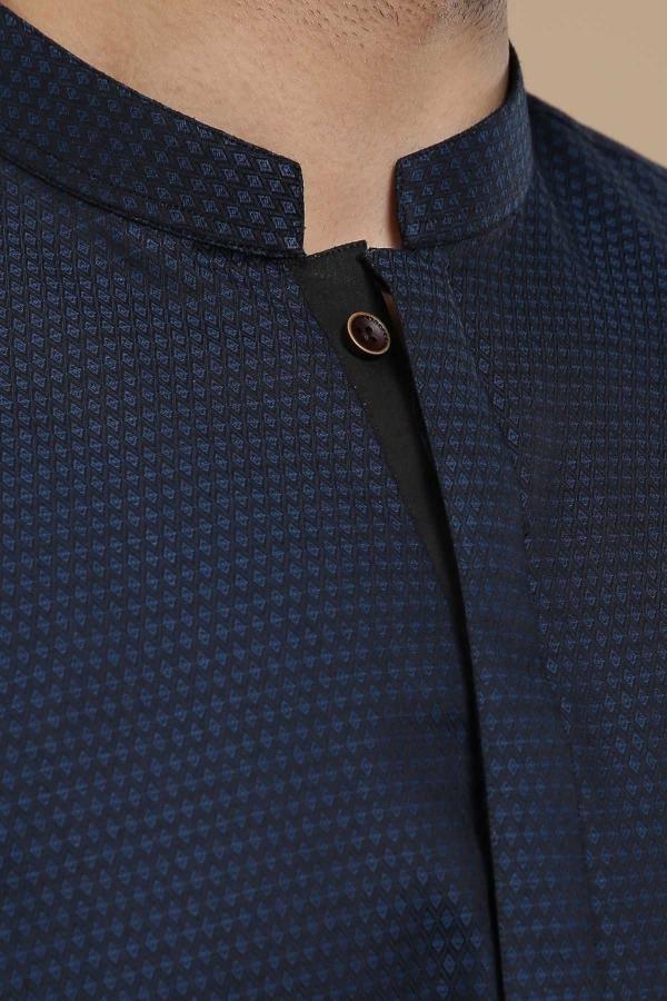 KURTA BAN COLLAR BLUE - Image 3
