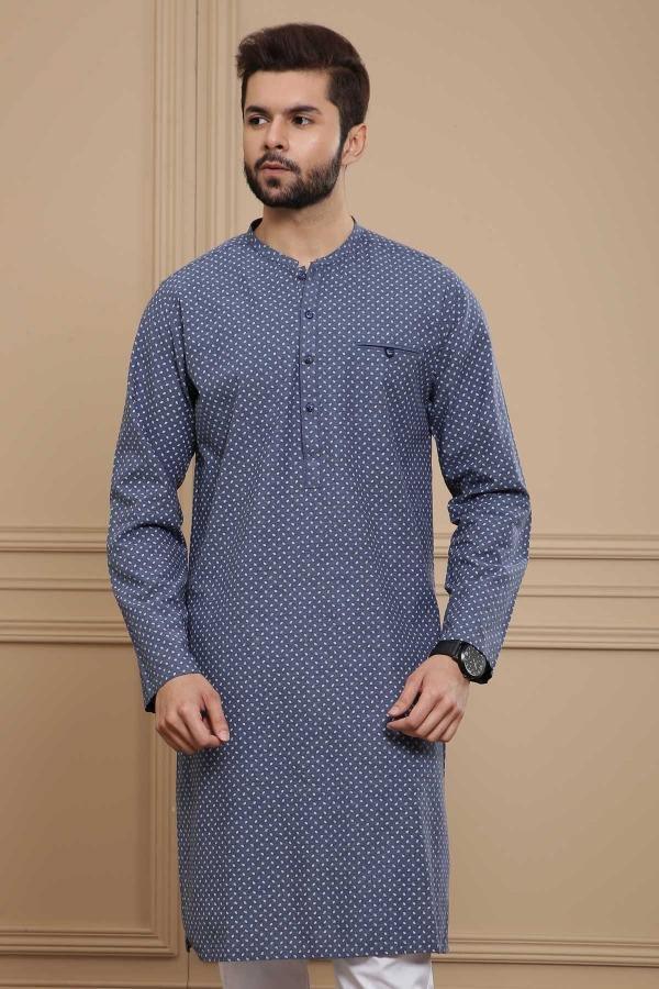KURTA SMALL BAN COLLAR BLUE GREY