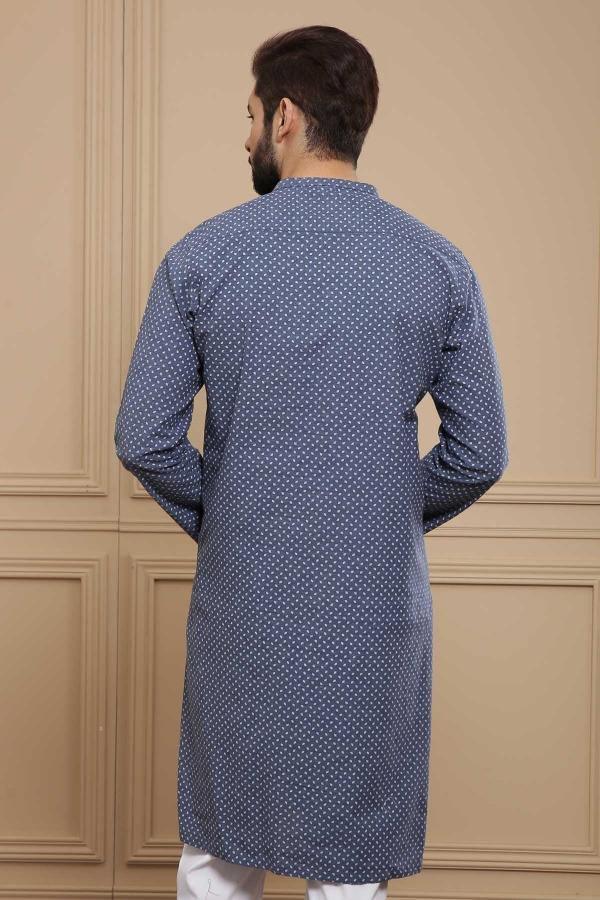 KURTA SMALL BAN COLLAR BLUE GREY - Image 2