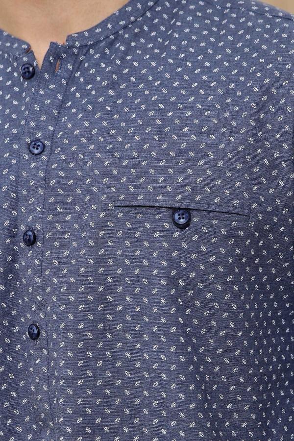KURTA SMALL BAN COLLAR BLUE GREY - Image 3