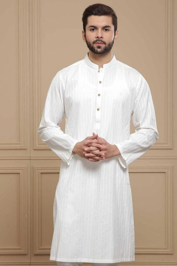 KURTA BAN COLLAR OFF WHITE