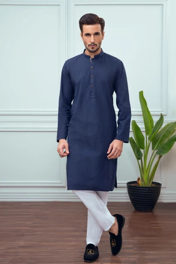 KURTA BAN COLLAR NAVY