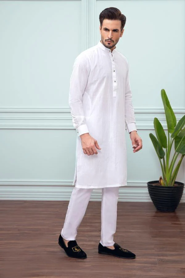 KURTA BAN COLLAR WHITE