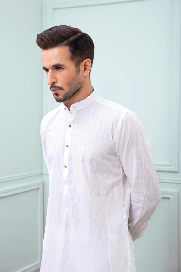 KURTA BAN COLLAR WHITE - Image 2