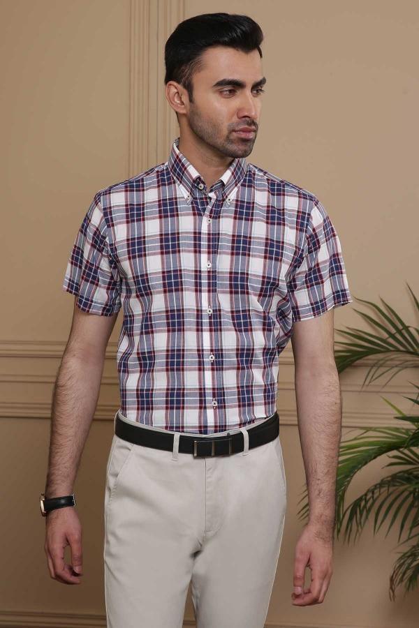 SEMI FORMAL HALF SLEEVE SLIM FIT NAVY GREY