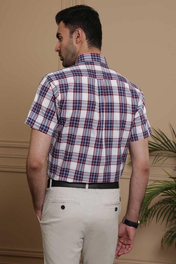 SEMI FORMAL HALF SLEEVE SLIM FIT NAVY GREY - Image 3