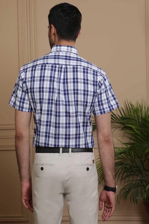 SEMI FORMAL HALF SLEEVE SLIM FIT NAVY GREY - Image 3