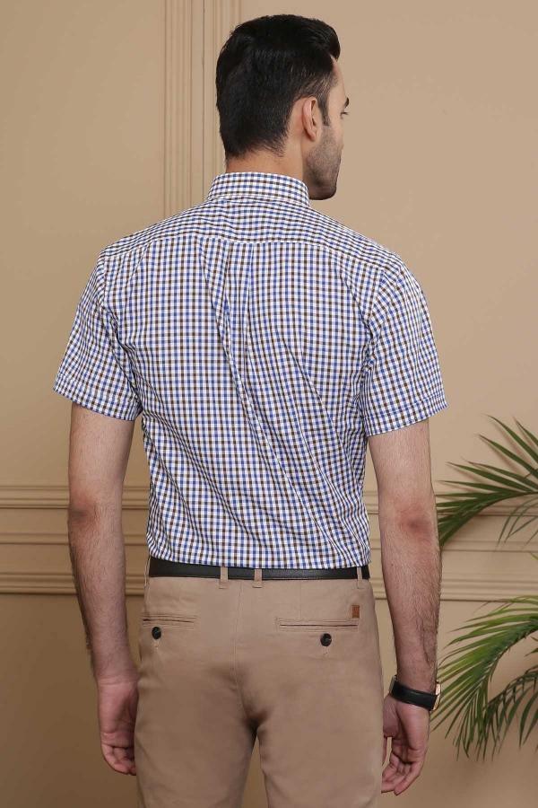 SEMI FORMAL HALF SLEEVE SLIM FIT NAVY WHITE - Image 3