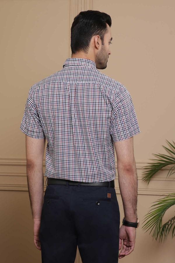SEMI FORMAL HALF SLEEVE SLIM FIT MAROON BLACK - Image 3