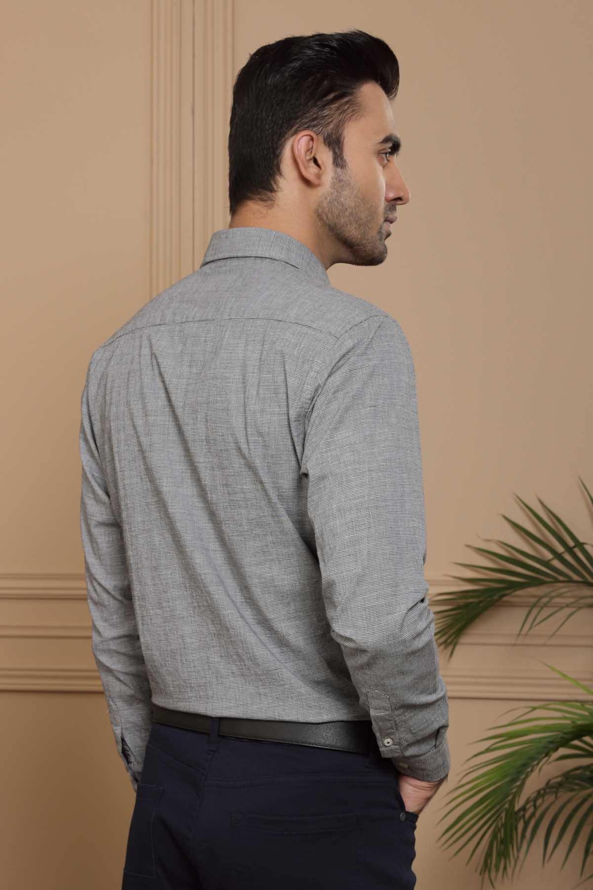 SMART SHIRT FULL SLEEVE SLIM FIT BLACK GREY - Image 3