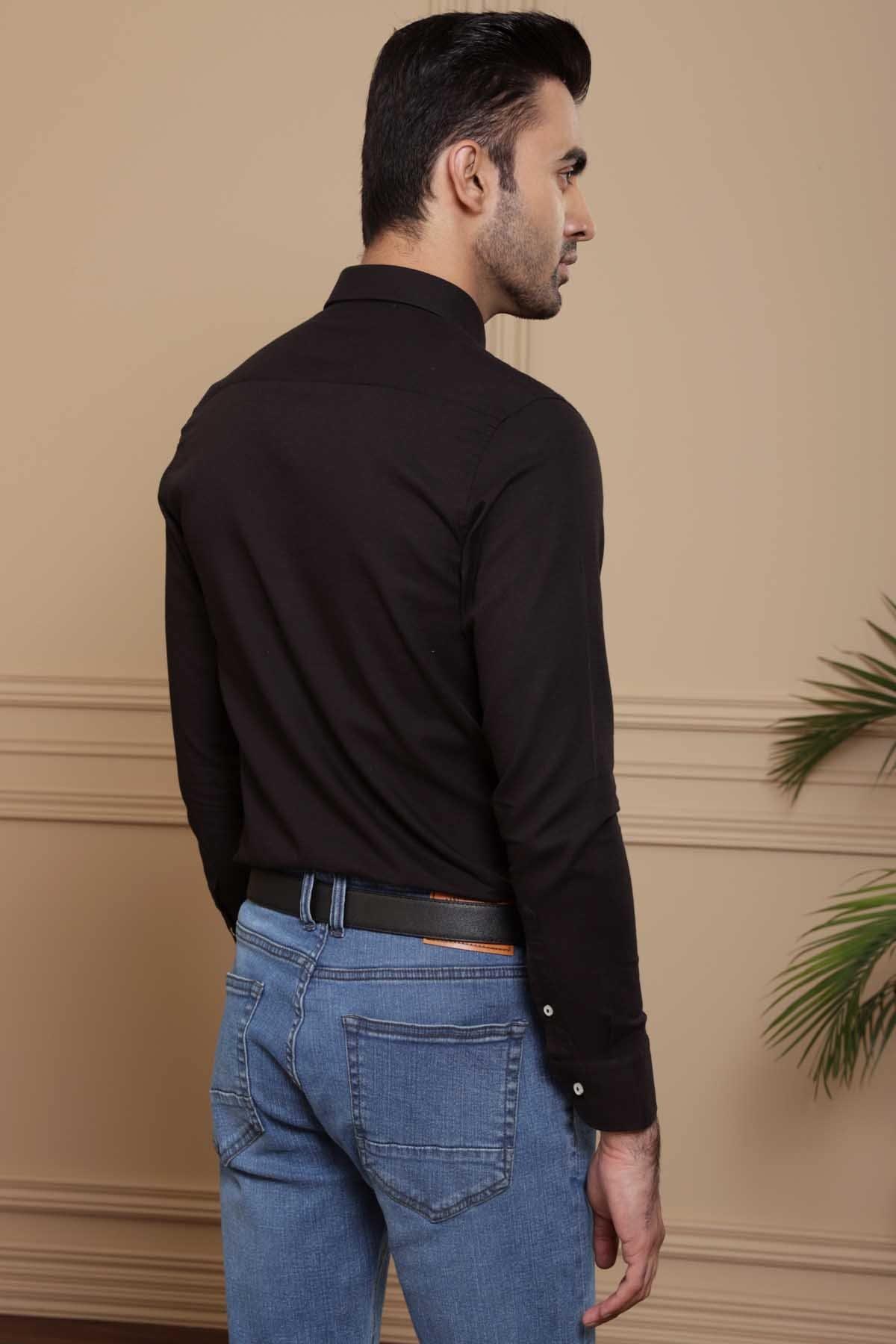 SMART SHIRT FULL SLEEVE SLIM FIT BLACK - Image 3