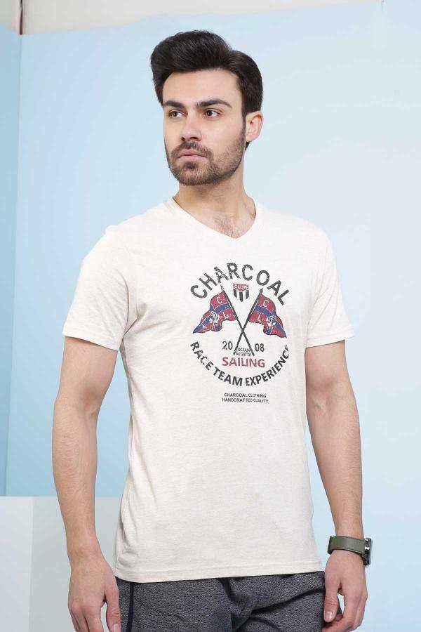 T SHIRT V NECK OATMEAL - Image 3