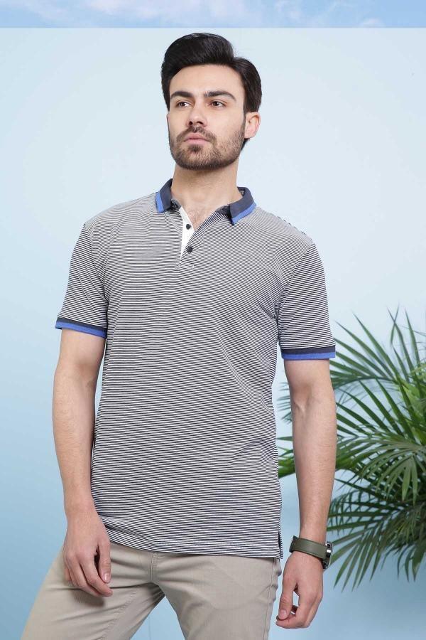 T SHIRT POLO NAVY GREY