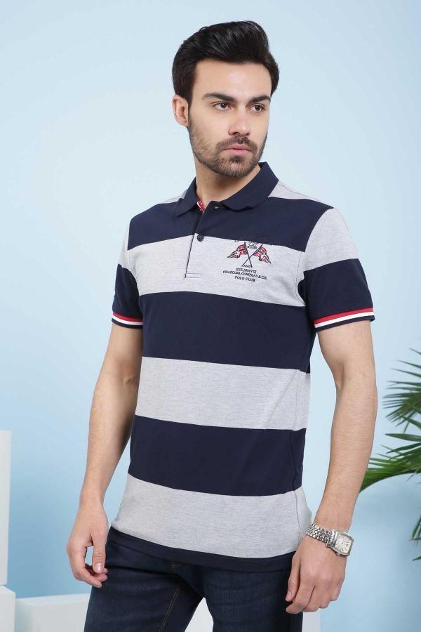 T SHIRT POLO NAVY GREY