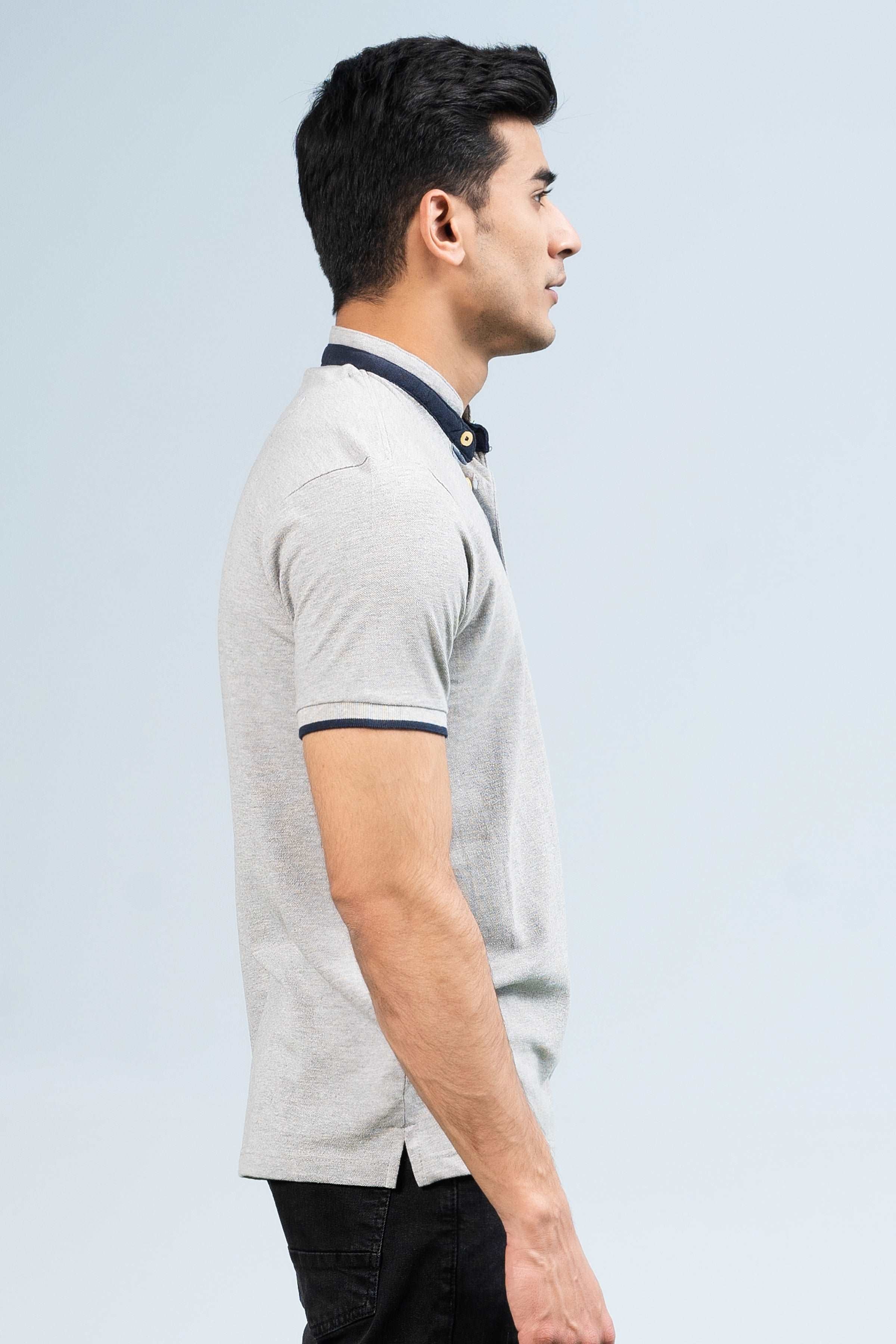 BAN COLLAR POLO HYDER GREY - Image 3