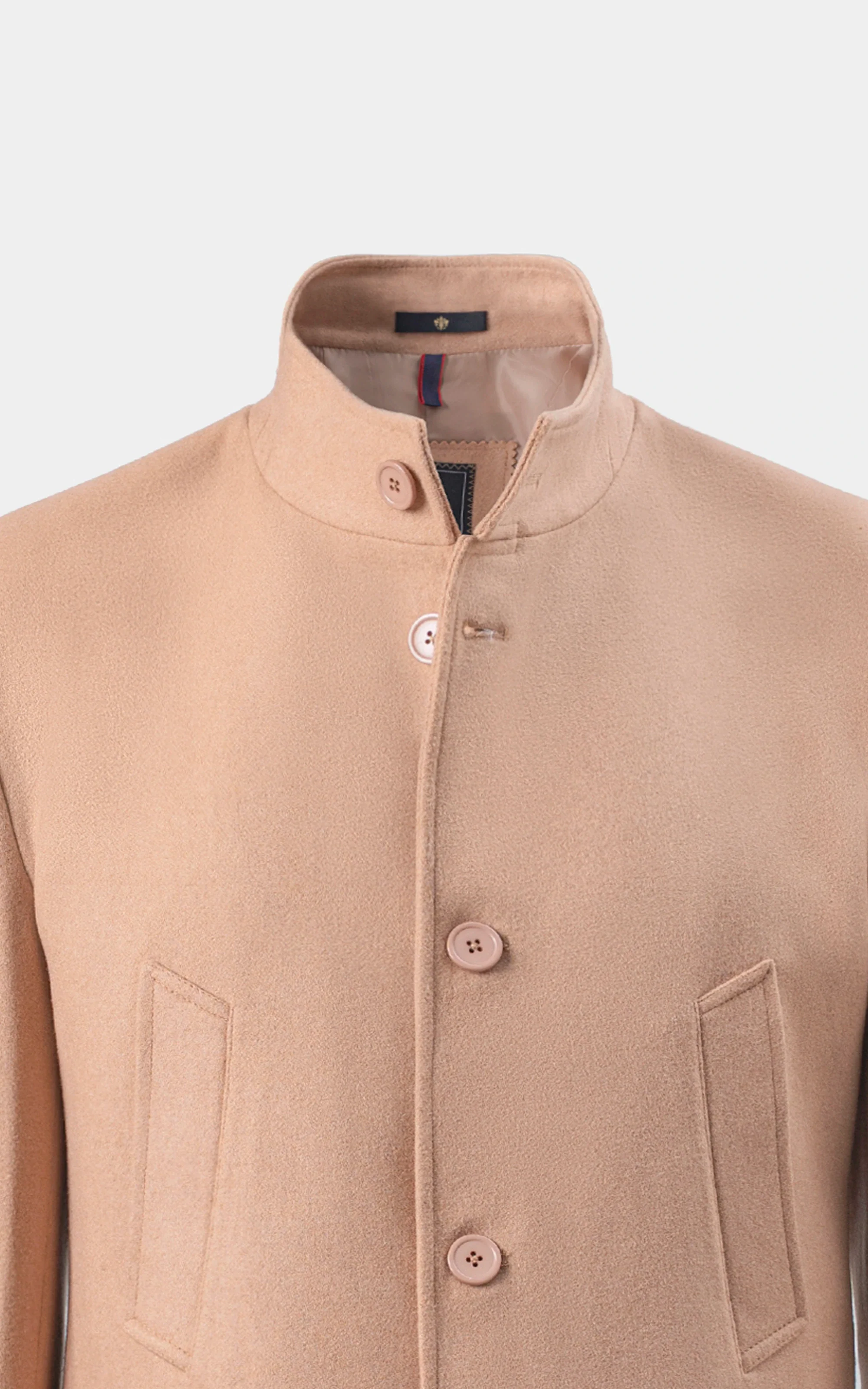 BAN COLLAR SMART FIT LONG COAT KHAKI - Image 2