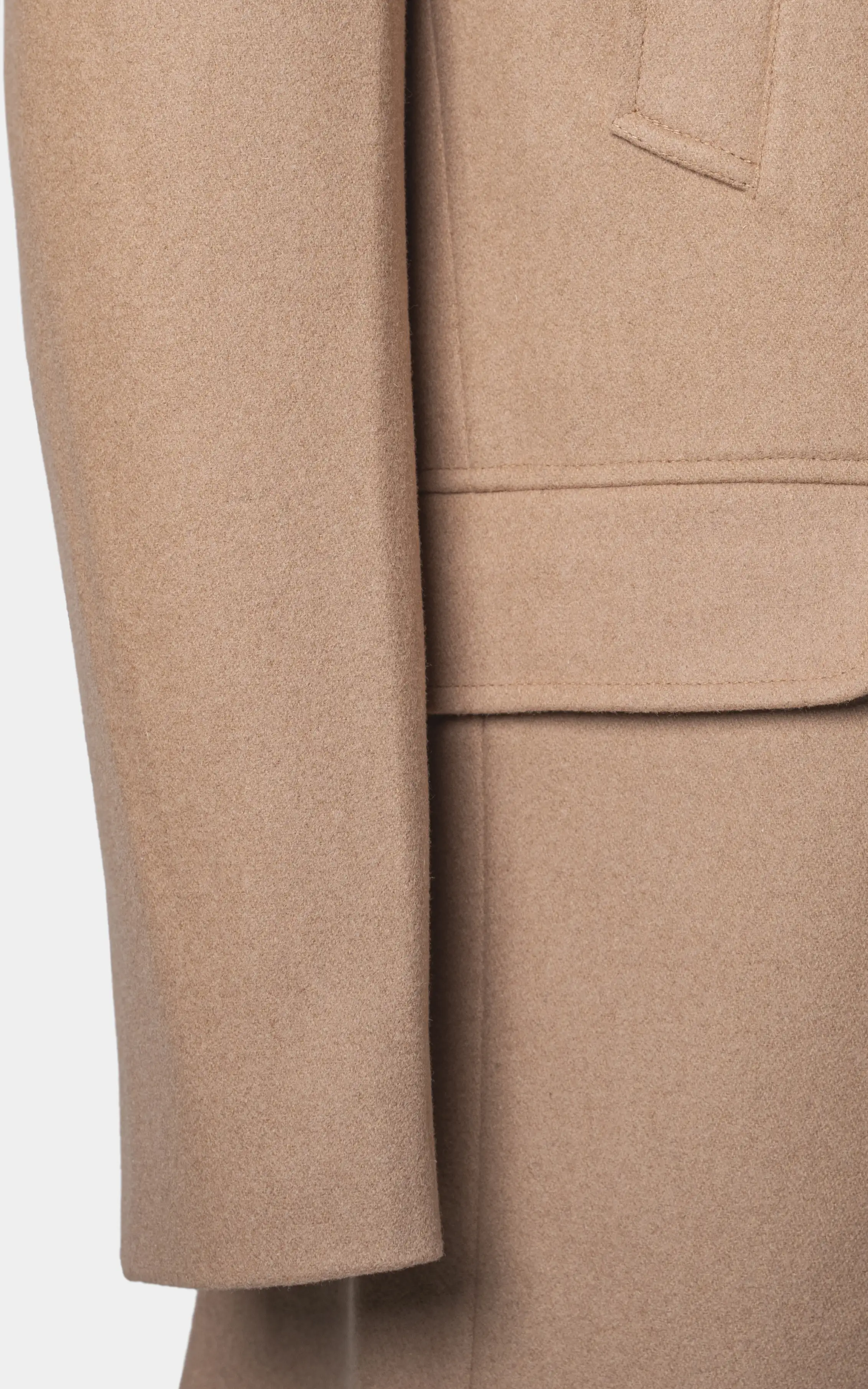 BAN COLLAR SMART FIT LONG COAT KHAKI - Image 3