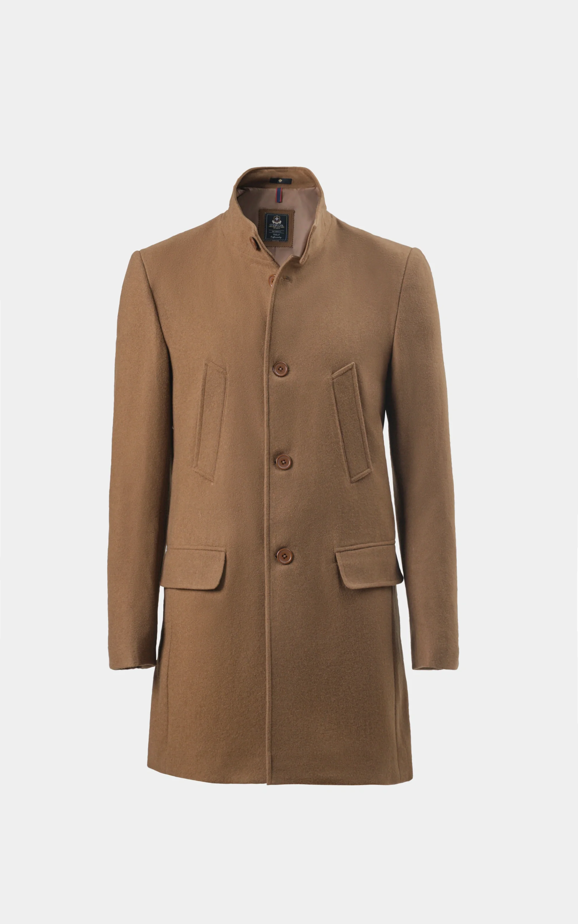 BAN COLLAR SMART FIT LONG COAT LIGHT BROWN