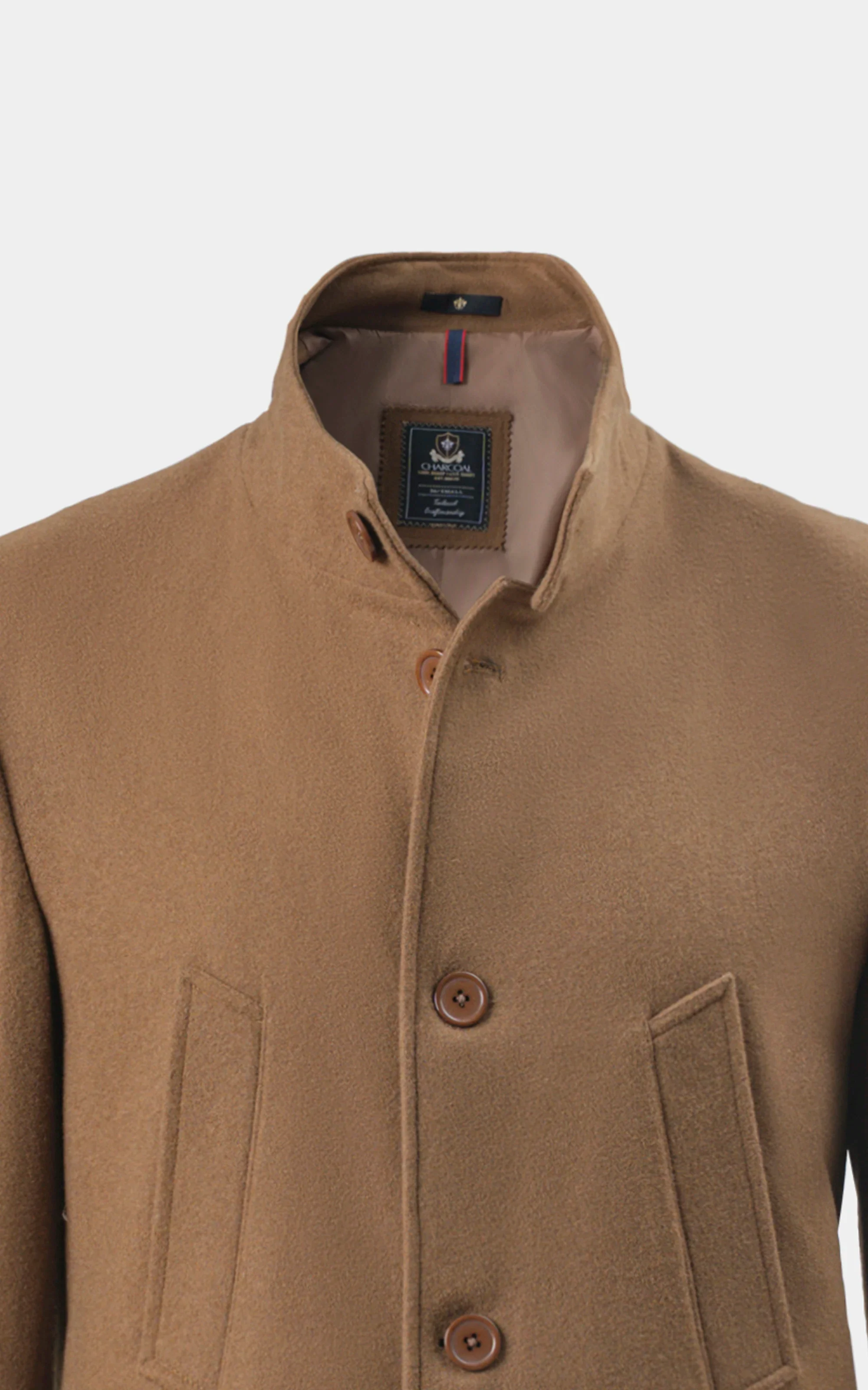 BAN COLLAR SMART FIT LONG COAT LIGHT BROWN - Image 2