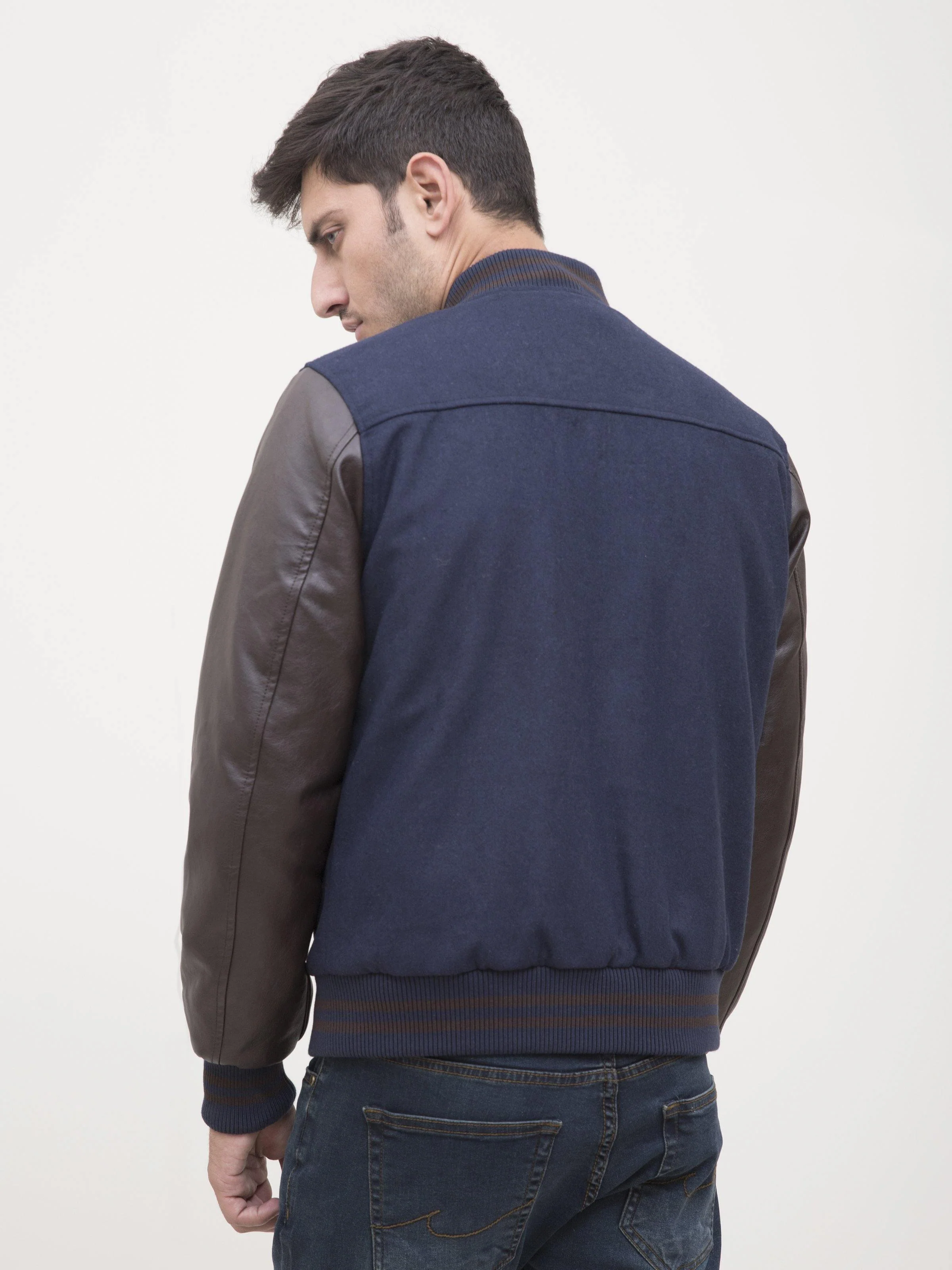 BASEBALL JACKET NAVY BROWN - Image 3