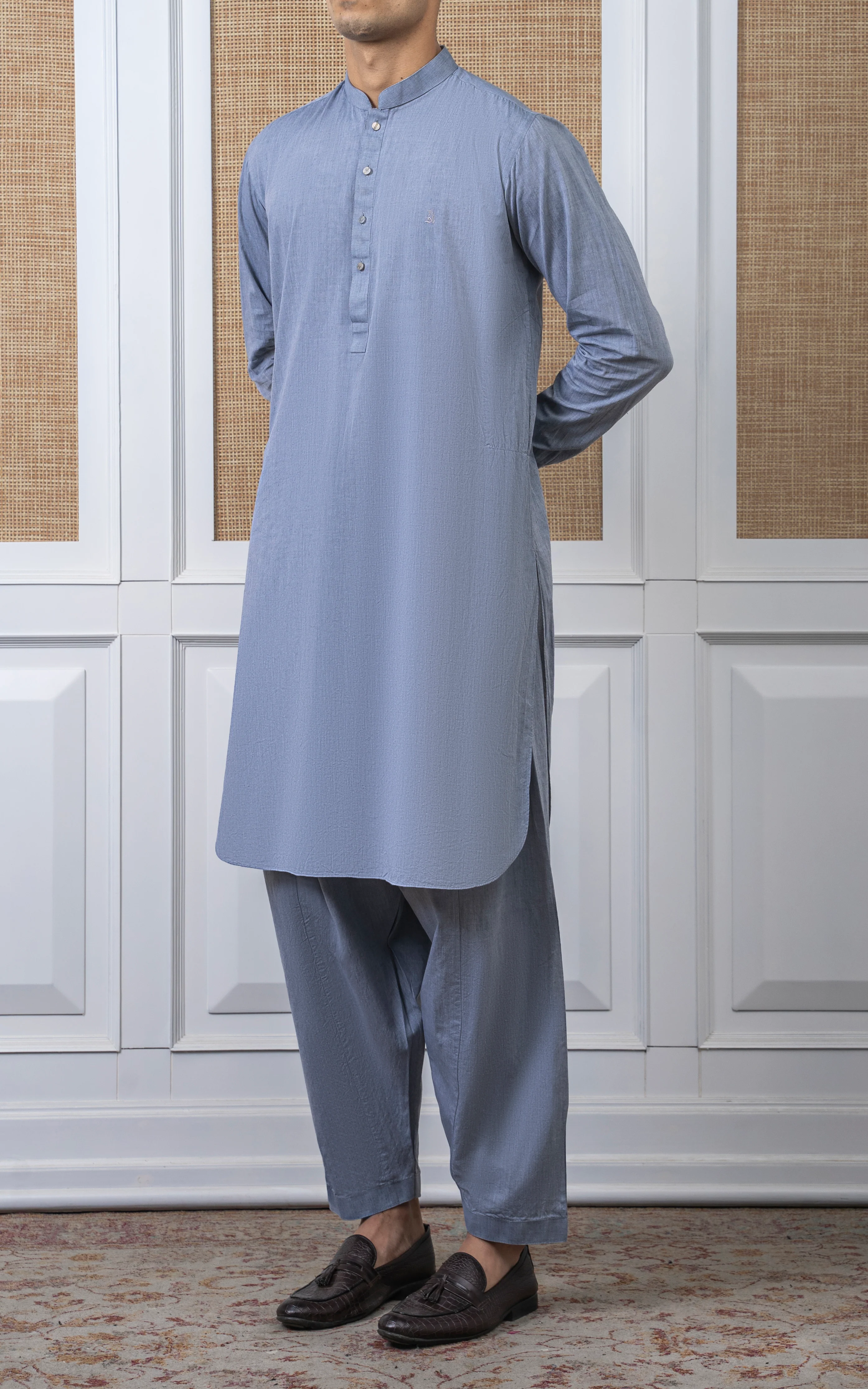 BLENDED KAMEEZ SHALWAR - CLASSIC COLLECTION BLUISH GREY - Image 3