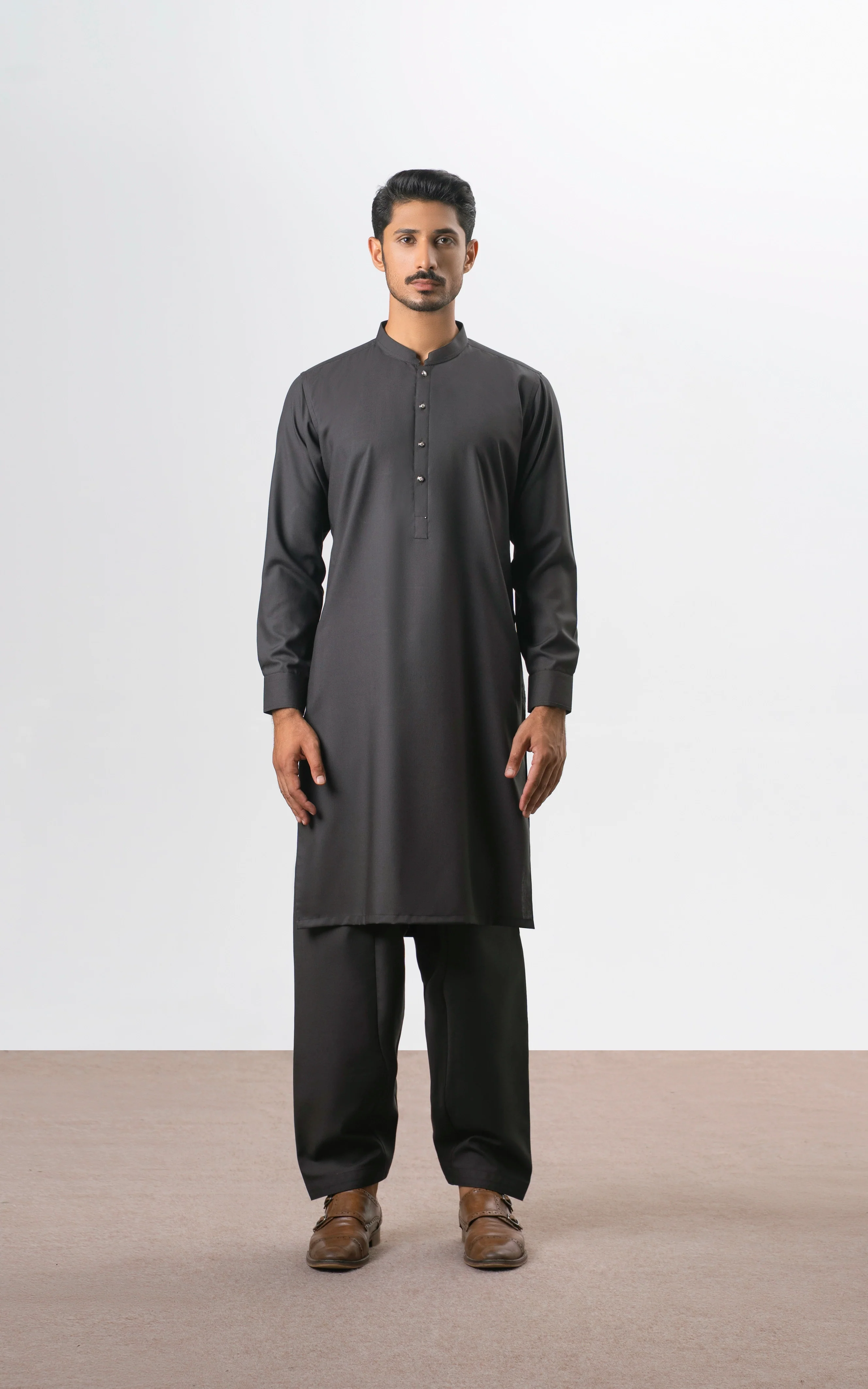 BLENDED KAMEEZ SHALWAR | EXECUTIVE COLLECTION DARK GREY - Image 2