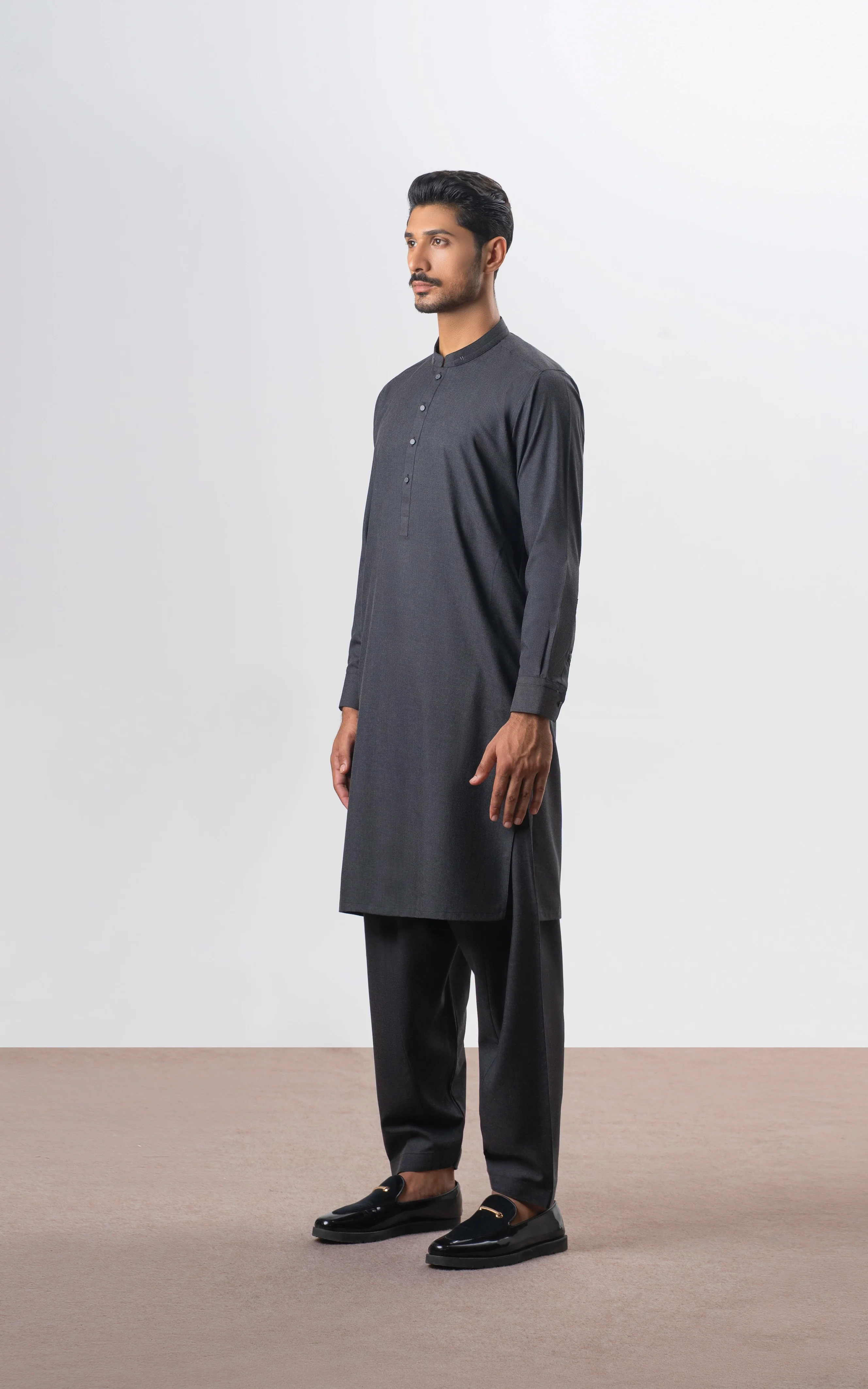 BLENDED KAMEEZ SHALWAR | PREMIUM COLLECTION CHARCOAL GREY - Image 2
