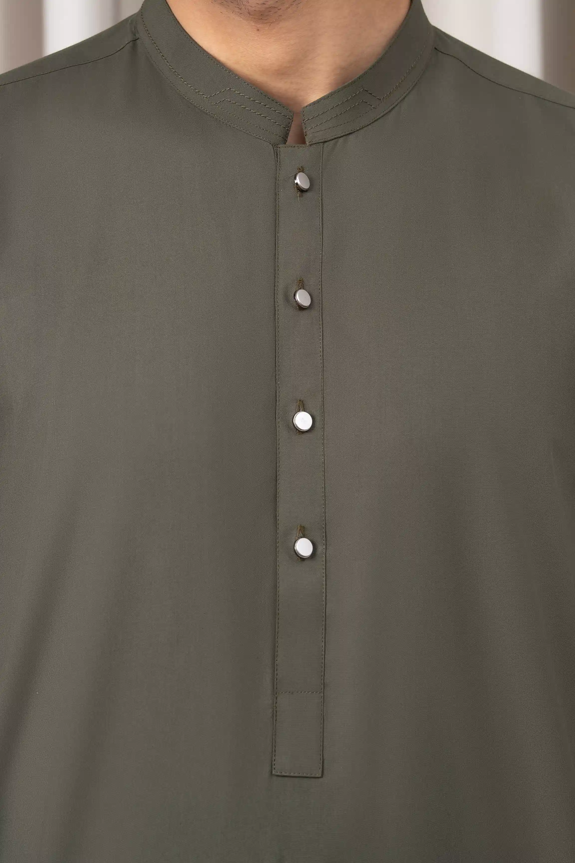 BLENDED KAMEEZ SHALWAR - PREMIUM COLLECTION OLIVE - Image 6