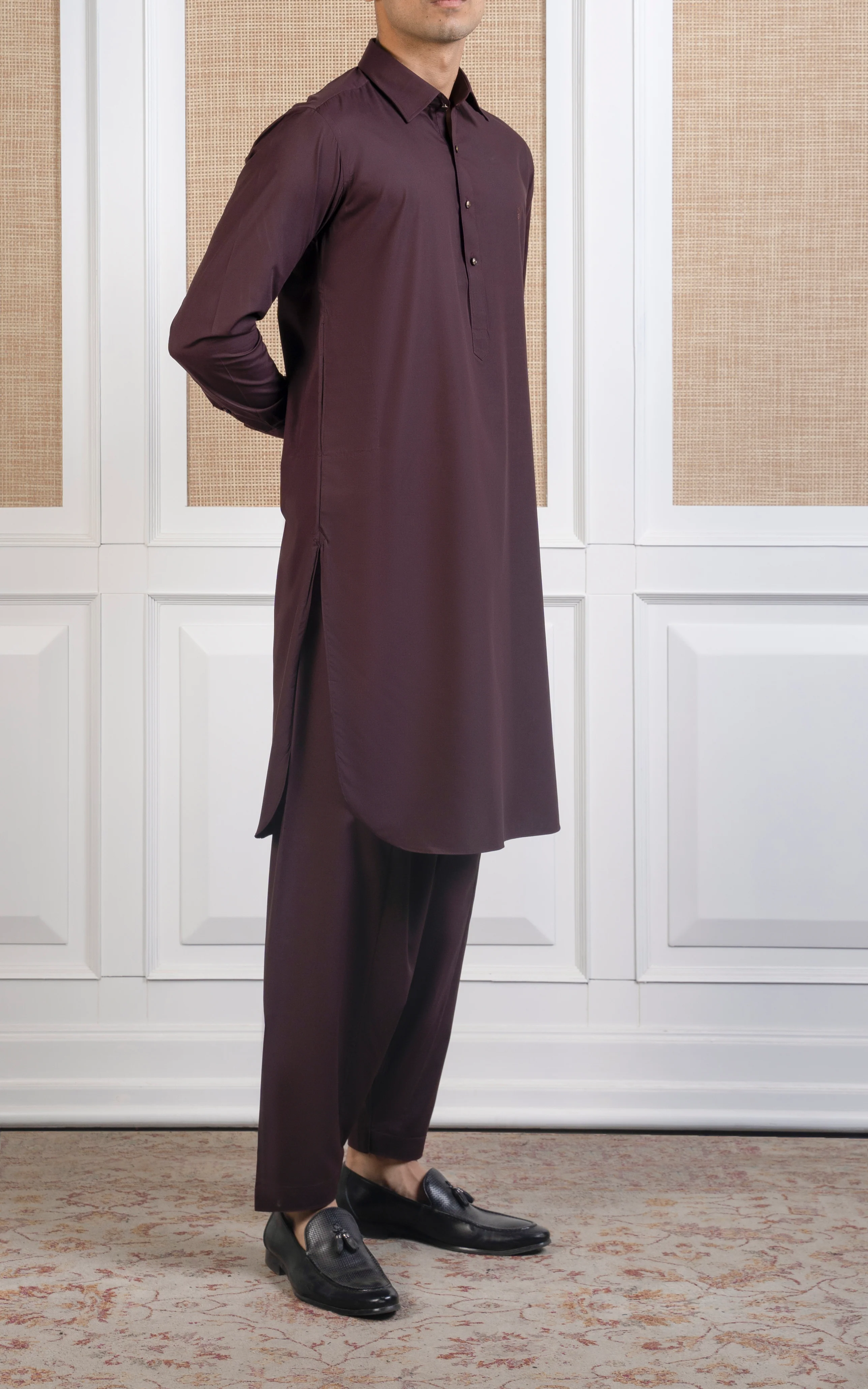 BLENDED KAMEEZ SHALWAR -SIGNATURE COLLECTION MAROON - Image 5