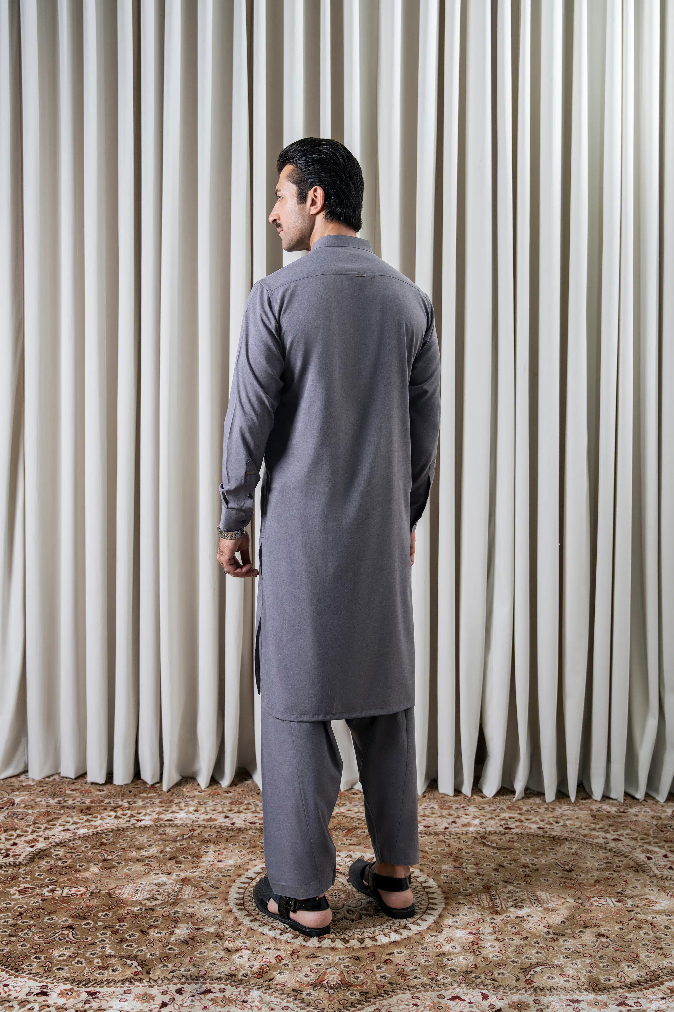 BLENDED MELANGE KAMEEZ SHALWAR - CLASSIC COLLECTION MID GREY - Image 4