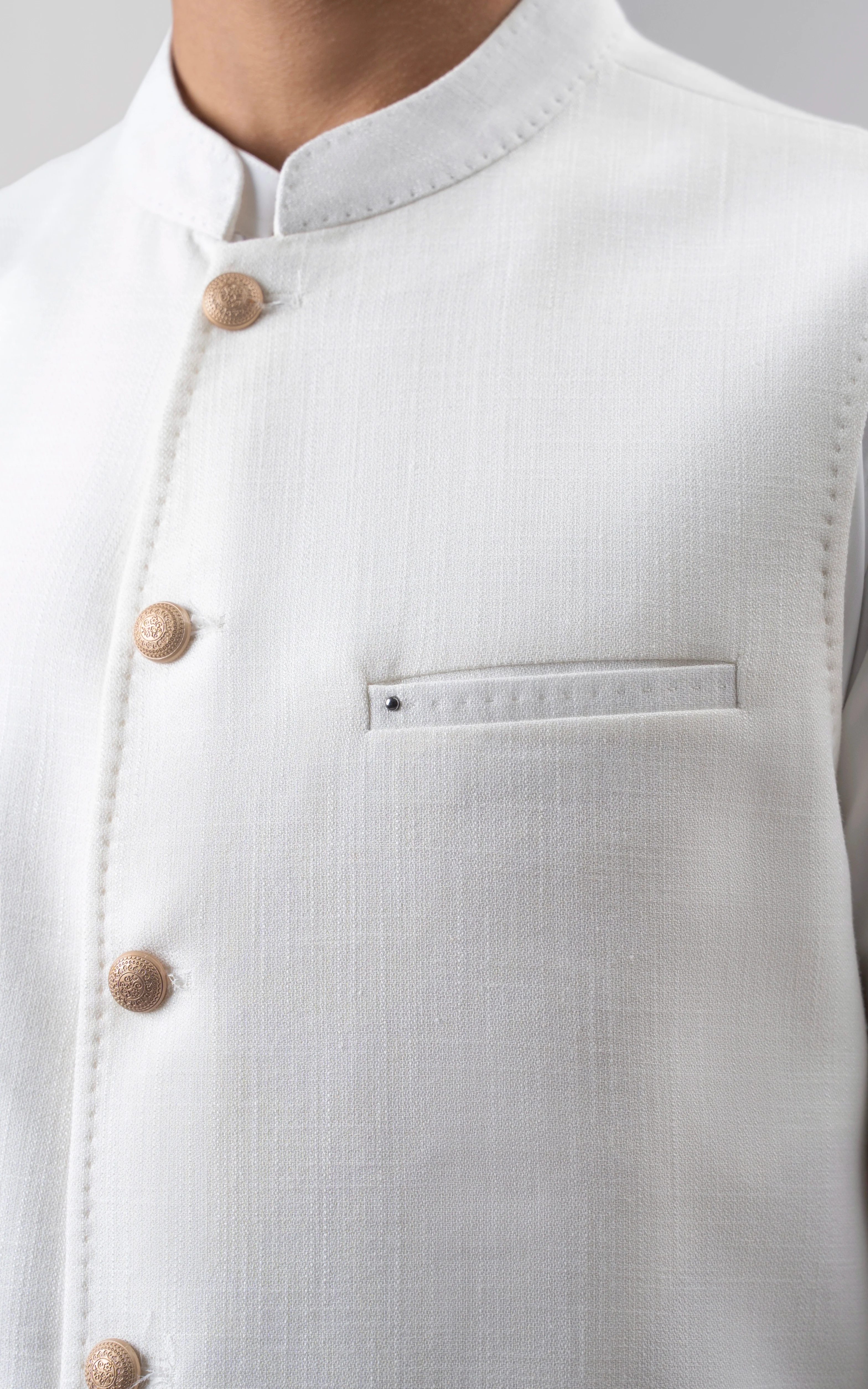 BLENDED TEXTURED WAISTCOAT | PREMIUM COLLECTION OFF WHITE - Image 3