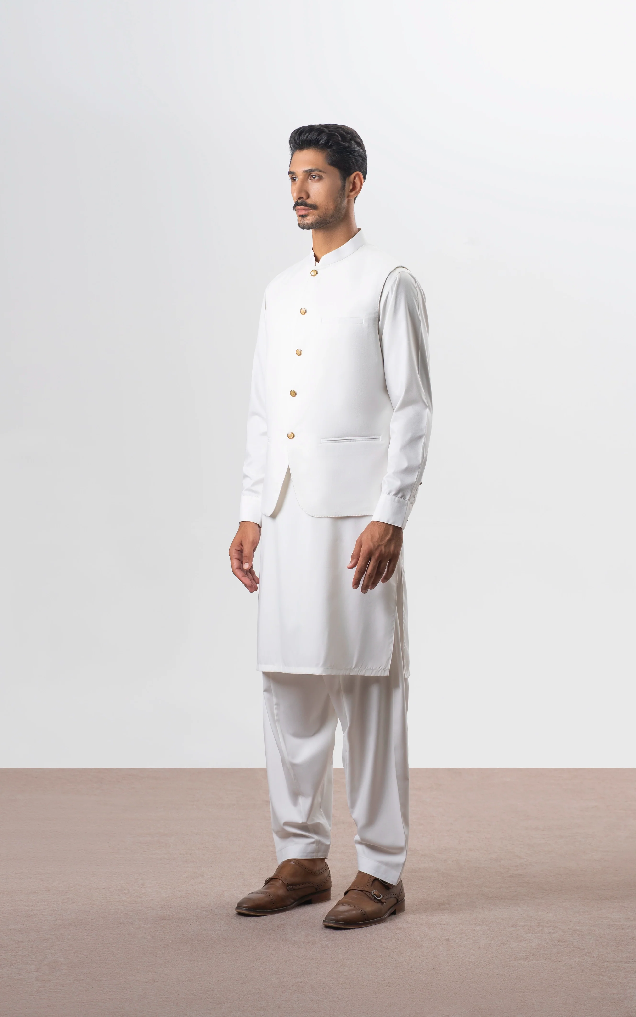 BLENDED TEXTURED WAISTCOAT | SIGNATURE COLLECTION OFF WHITE - Image 3