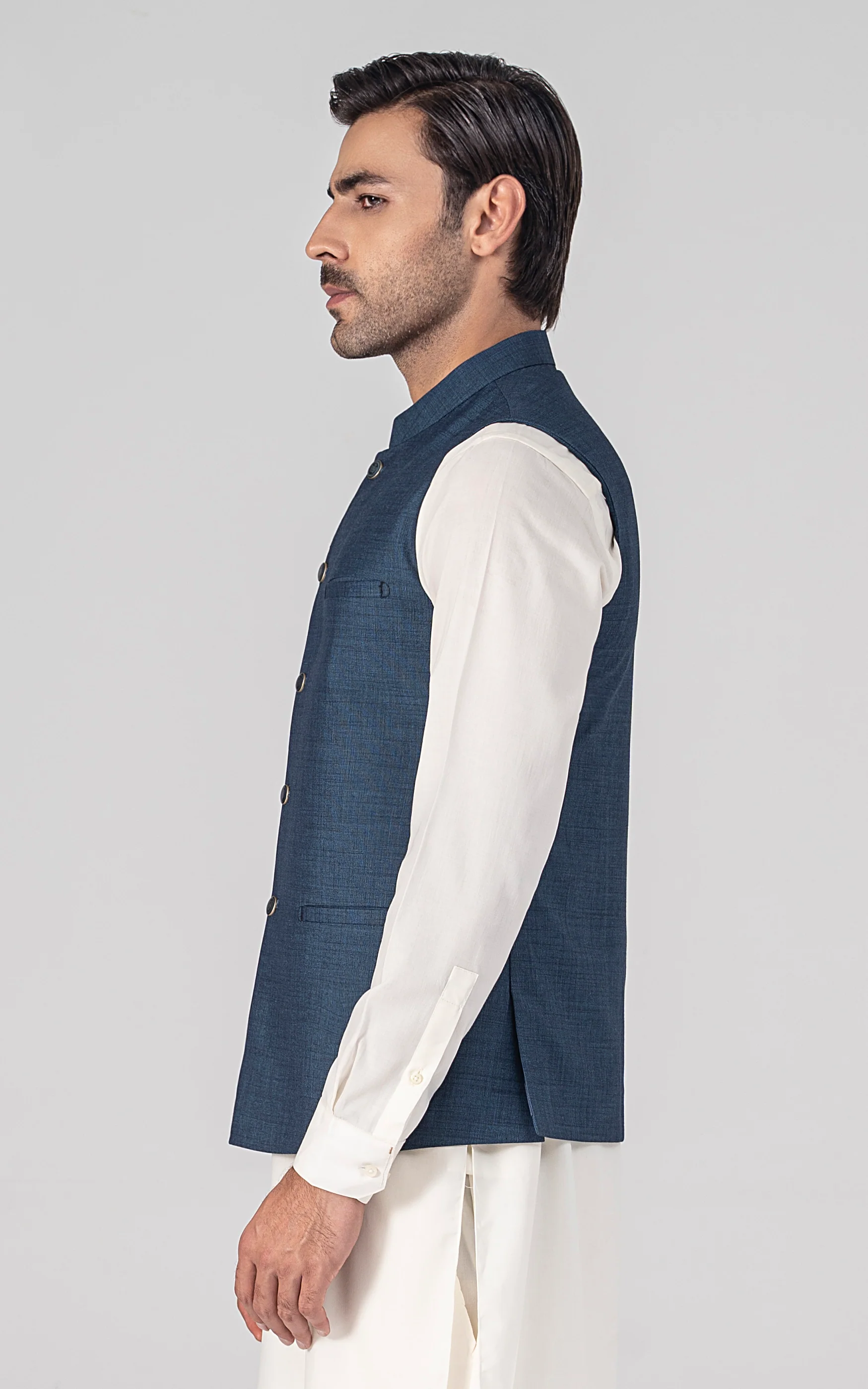 BLENDED WAISTCOAT - SIGNATURE COLLECTION INDIGO BLUE - Image 3