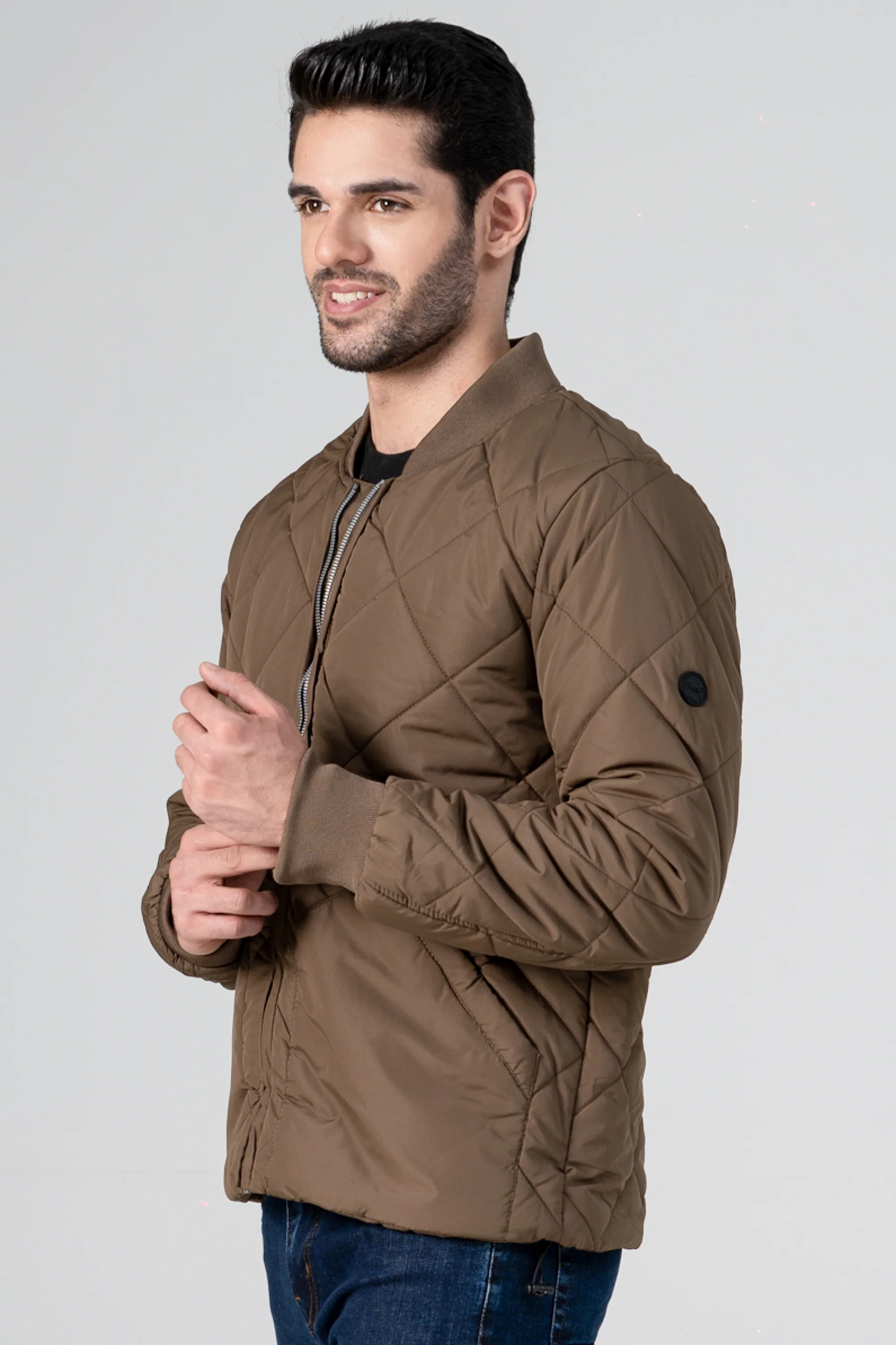QUILTED BOMBER JACKET DARK KHAKI - Image 3